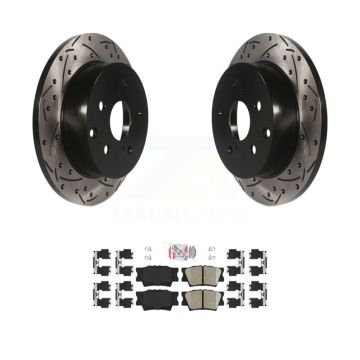 Rear Coated Drilled Slotted Disc Brake Rotor Ceramic Pad Kit For Toyota RAV4 Lexus HS250h KDA-102065