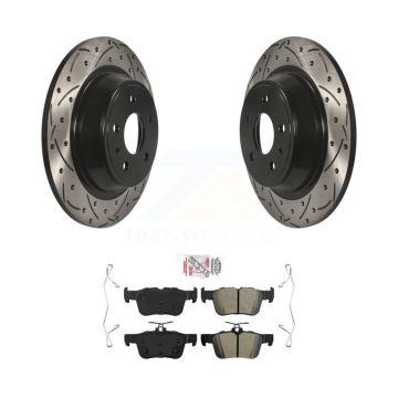 Rear Coated Drill Slot Disc Brake Rotor Semi-Metallic Pad Kit For Ford Fusion Lincoln MKZ KDA-102072