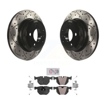 Rear Coated Drilled Slotted Disc Brake Rotors And Semi-Metallic Pads Kit For BMW X5 X6 KDA-102074