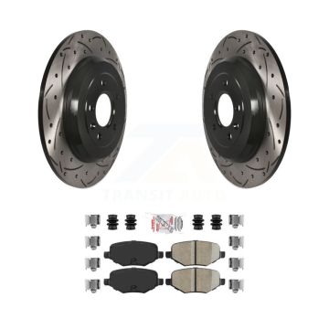 Rear Drilled Slot Brake Rotors Ceramic Pad Kit For Ford Explorer Edge Flex Lincoln Taurus KDA-102079