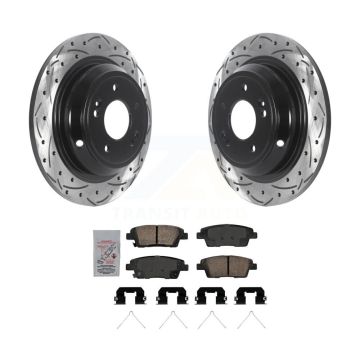 Rear Coat Drill Slot Disc Brake Rotor Ceramic Pad Kit For 2018-2020 Genesis G80 3.8L 5.0L KDA-102101