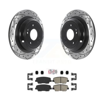 Rear Coated Drilled Slotted Disc Brake Rotors And Ceramic Pads Kit For Hyundai Genesis KDA-102103