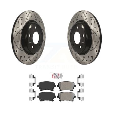 Rear Coated Drilled Slotted Disc Brake Rotor Semi-Metallic Pad Kit For Audi Q5 A4 allroad KDA-102111