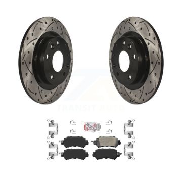 Rear Coated Drilled Slotted Disc Brake Rotor And Ceramic Pad Kit For 2016-2018 Mazda CX-3 KDA-102147