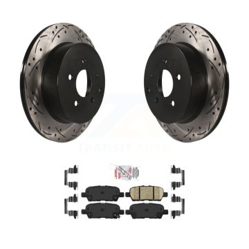 Rear Coated Drilled Slotted Disc Brake Rotors & Ceramic Pad Kit For INFINITI Q50 Q60 QX70 KDA-102152