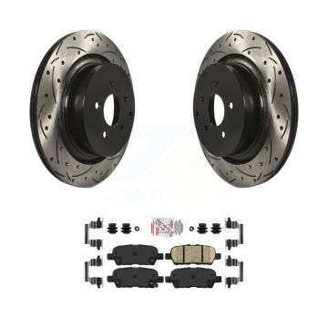 Rear Coated Drilled Slotted Disc Brake Rotors & Ceramic Pad Kit For INFINITI Q50 Q60 QX70 KDA-102154