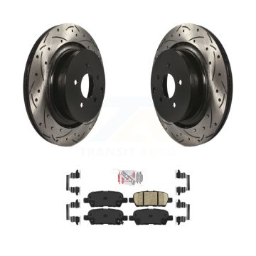 Rear Coated Drilled Slotted Disc Brake Rotors & Ceramic Pad Kit For INFINITI Q50 Q60 QX70 KDA-102155