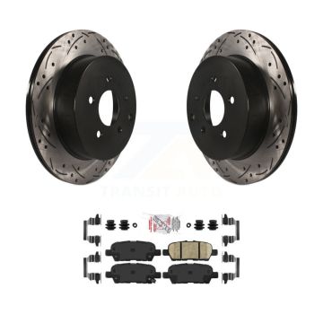 Rear Coated Drilled Slotted Disc Brake Rotors & Ceramic Pad Kit For INFINITI Q50 Q60 QX70 KDA-102156
