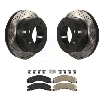 Rear Drilled Slot Brake Rotors Ceramic Pad Kit For GMC Chevrolet Sierra 2500 HD Silverado KDA-102170