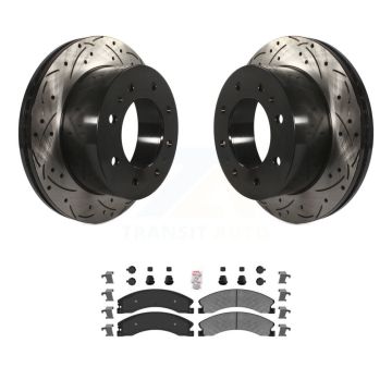 Rear Drilled Slot Brake Rotor Semi-Metallic Pad Kit For GMC Chevrolet Sierra 2500 HD 3500 KDA-102173