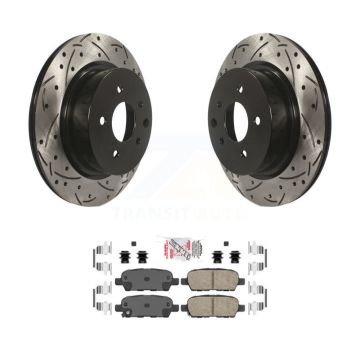 Rear Coated Drilled Slotted Disc Brake Rotors & Ceramic Pad Kit For INFINITI EX35 M35 M45 KDA-102177