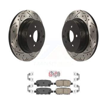 Rear Coated Drilled Slotted Disc Brake Rotors & Ceramic Pad Kit For INFINITI EX35 M35 M45 KDA-102178