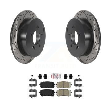 Rear Coat Drill Slot Disc Brake Rotor Ceramic Pad Kit For Hyundai Tucson Kia Sportage AWD KDA-102179