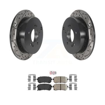 Rear Coat Drill Slot Disc Brake Rotor Ceramic Pad Kit For Hyundai Tucson Kia Sportage AWD KDA-102180