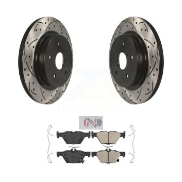 Rear Coated Drilled Slot Disc Brake Rotor & Ceramic Pad Kit For Subaru Outback WRX Legacy KDA-102186