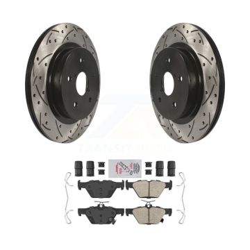 Rear Coated Drilled Slot Disc Brake Rotor & Ceramic Pad Kit For Subaru Outback WRX Legacy KDA-102187