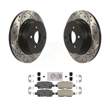 Rear Drill Slot Brake Rotor Ceramic Pad Kit For INFINITI Nissan Maxima G37 QX50 EX35 370Z KDA-102200
