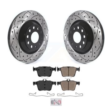 Rear Coated Drilled Slotted Disc Brake Rotors Ceramic Pad Kit For Volkswagen Atlas Golf R KDA-102204