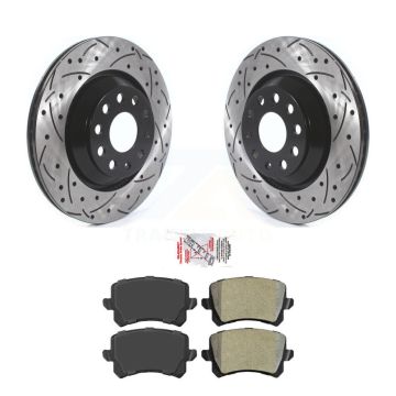 Rear Drill Slot Disc Brake Rotor Semi-Metallic Pad Kit For 2009-2010 Volkswagen Passat CC KDA-102206