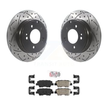 Rear Coat Drill Slot Disc Brake Rotor Ceramic Pad Kit For Hyundai Sonata Kia Optima Azera KDA-102207