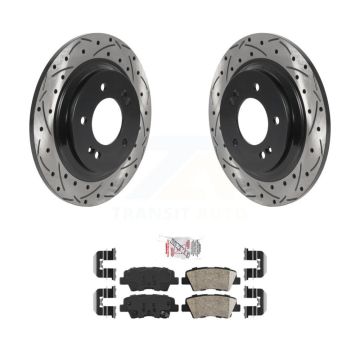Rear Coated Drilled Slotted Disc Brake Rotor And Ceramic Pad Kit For Hyundai Sonata Azera KDA-102211