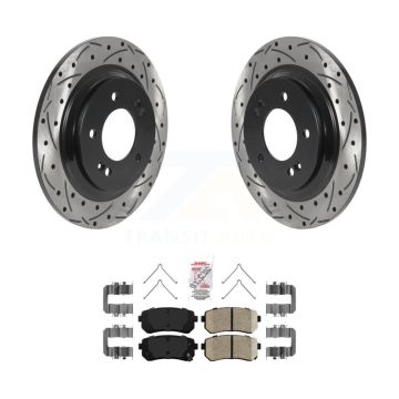 Rear Drill Slot Brake Rotor Ceramic Pad Kit For 16 Kia Optima With Electric Parking KDA-102215