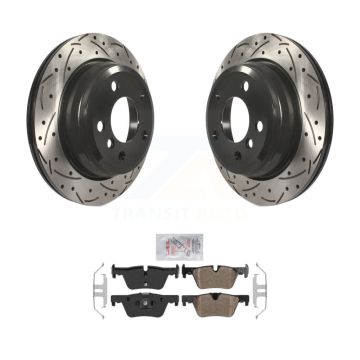 Rear Drill Slot Brake Rotor Semi-Metallic Pad Kit For BMW 328i xDrive 330i 320i 428i 328d KDA-102233