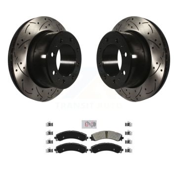 Rear Drill Slot Disc Brake Rotor Semi-Metallic Pad Kit For Ram 3500 With Dual Wheels KDA-102240