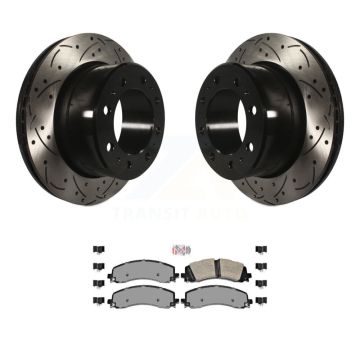 Rear Coated Drilled Slotted Disc Brake Rotors And Semi-Metallic Pad Kit For Ram 2500 3500 KDA-102241