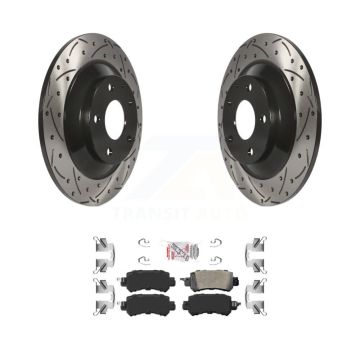 Rear Coated Drilled Slotted Disc Brake Rotor And Ceramic Pad Kit For 2013-2015 Mazda CX-5 KDA-102263