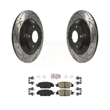 Rear Coated Drilled Slotted Disc Brake Rotor And Ceramic Pad Kit For 2016-2024 Mazda CX-5 KDA-102264