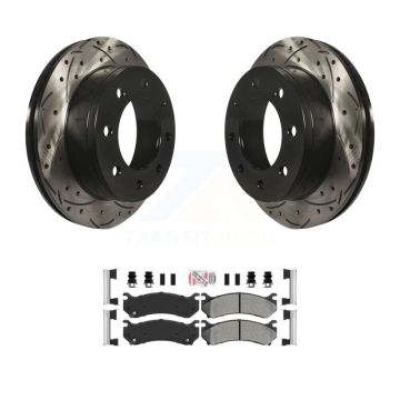 Rear Drill Slot Brake Rotor Semi-Metallic Pad Kit For Chevrolet GMC Sierra 2500 HD Hummer KDA-102267