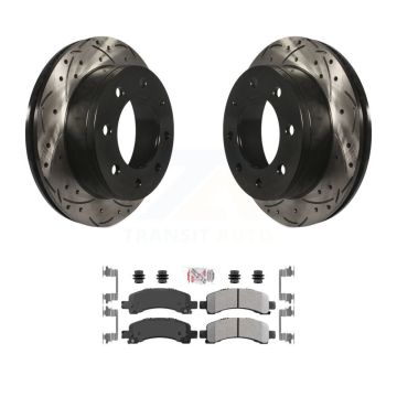 Rear Drilled Slot Brake Rotor Semi-Metallic Pad Kit For Chevrolet GMC Express 2500 Savana KDA-102275