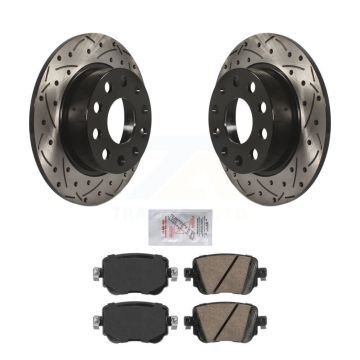 Rear Drill Slot Disc Brake Rotors Ceramic Pad Kit For Volkswagen Golf Alltrack SportWagen KDA-102283