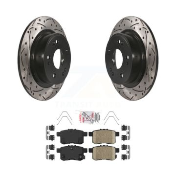 Rear Coated Drilled Slotted Disc Brake Rotor & Ceramic Pad Kit For Honda Accord Acura TSX KDA-102289