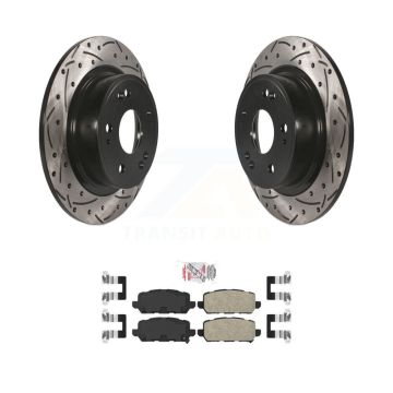 Rear Coated Drilled Slotted Disc Brake Rotor And Ceramic Pad Kit For 2016-2022 Honda HR-V KDA-102291