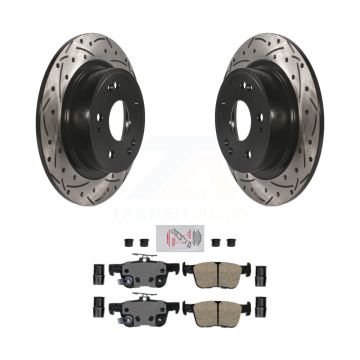 Rear Coated Drilled Slotted Disc Brake Rotor & Ceramic Pad Kit For 2018-2022 Honda Accord KDA-102293
