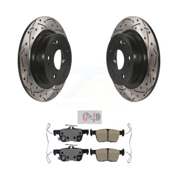 Rear Coated Drilled Slotted Disc Brake Rotor & Ceramic Pad Kit For 2018-2022 Honda Accord KDA-102294