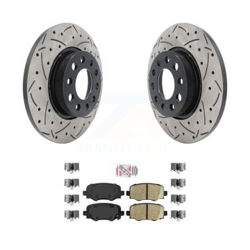 Rear Coated Drilled Slotted Disc Brake Rotors Ceramic Pad Kit For Jeep Renegade Fiat 500X KDA-102308