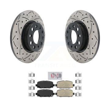 Rear Coated Drilled Slotted Disc Brake Rotors And Ceramic Pads Kit For Jeep Compass KDA-102310