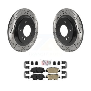 Rear Drill Slot Brake Rotor Ceramic Pad Kit For Kia Optima Hyundai Sonata Soul EV Cadenza KDA-102319