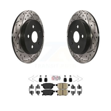 Rear Drill Slot Brake Rotor Ceramic Pad Kit For Toyota Corolla Matrix Prius Prime Pontiac KDA-102320