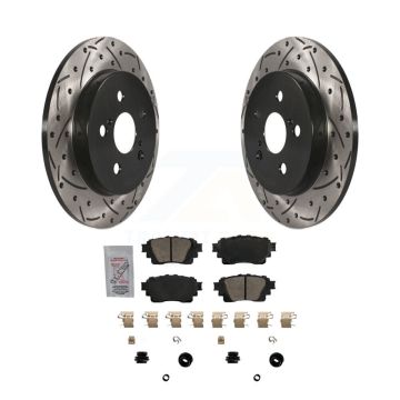 Rear Coated Drilled Slotted Disc Brake Rotor Ceramic Pad Kit For 2019 Toyota Corolla 1.8L KDA-102322