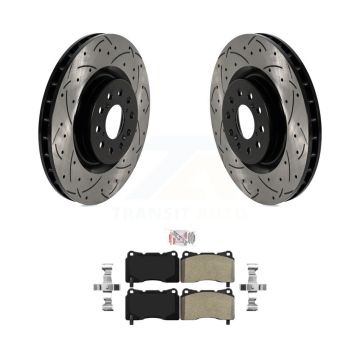 Front Drill Slot Disc Brake Rotors Semi-Metallic Pad Kit For 2017-2020 Honda Civic Type R KDA-102325