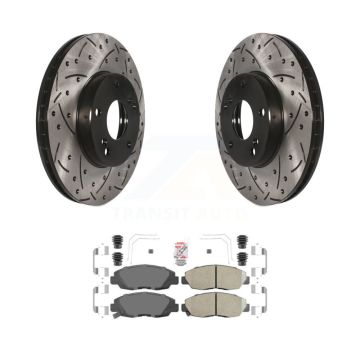 Front Coat Drill Slot Disc Brake Rotors Ceramic Pad Kit For 2014-2015 Honda Civic Touring KDA-102341