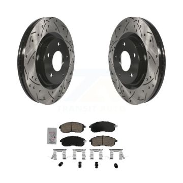 Front Drilled Slot Brake Rotor & Ceramic Pad Kit For 2017-2019 Nissan Sentra Turbocharged KDA-102345