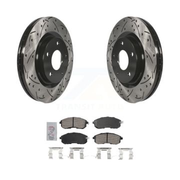 Front Drilled Slot Brake Rotor & Ceramic Pad Kit For 2017-2019 Nissan Sentra Turbocharged KDA-102346