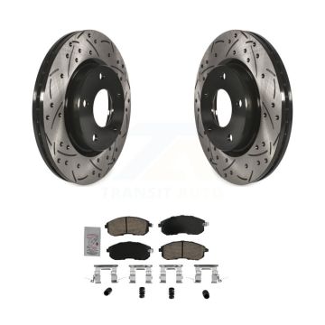 Front Coated Drilled Slotted Disc Brake Rotors And Ceramic Pads Kit For Nissan Sentra KDA-102347