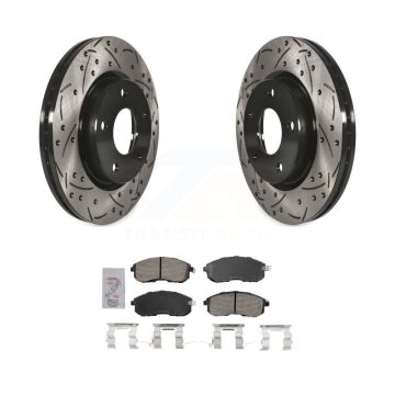 Front Coated Drilled Slotted Disc Brake Rotors And Ceramic Pads Kit For Nissan Sentra KDA-102348