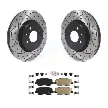 Front Coated Drilled Slotted Disc Brake Rotors And Ceramic Pads Kit For Kia Rio KDA-102353